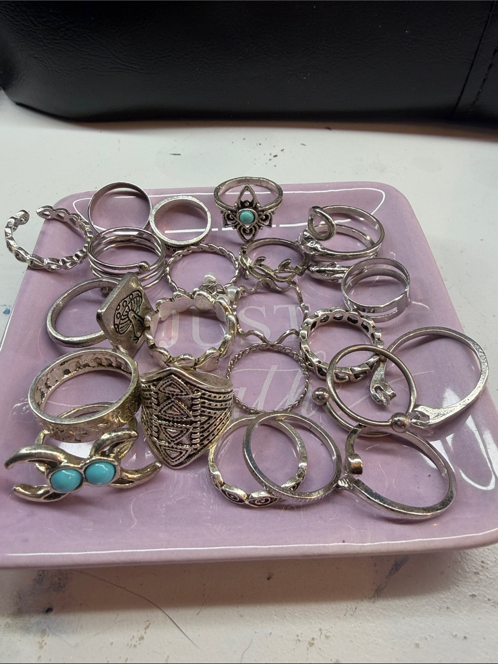 Silver-Tone Turquoise Accent Stackable Rings Set - Women Jewelry